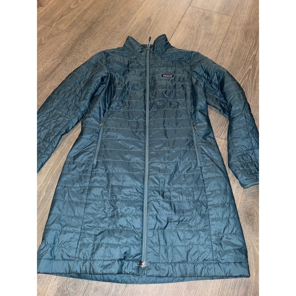 Patagonia Nano Puff Parka Womens Large Teal Blue Insulated Jacket 26870 FA21 - Picture 2 of 7